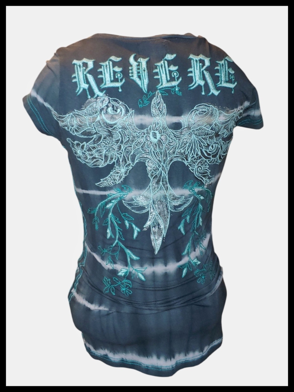 Roar Women’s Teal Graphic Tie-Dye Short Sleeve Top